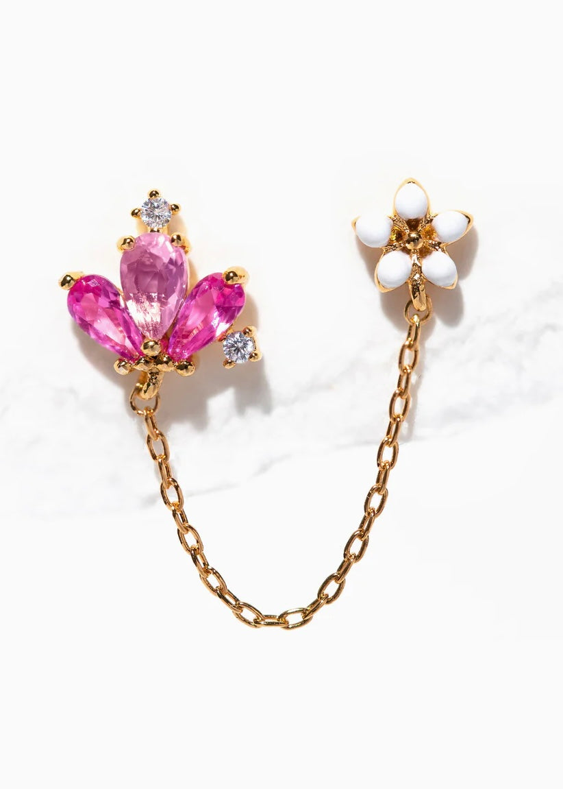 Flower Double Chain Earrings